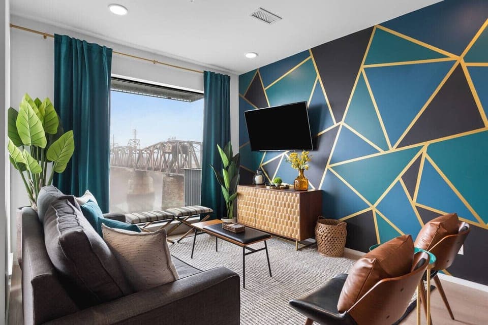 Bright and Spacious living with a sofa bed. HD TV with all the apps you could want.