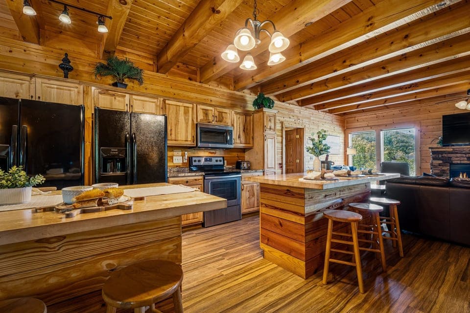 Spacious, fully equipped kitchen with modern appliances and a large island