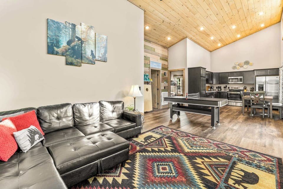Stretch out on the chaise sectional for movie night on the smart TV.