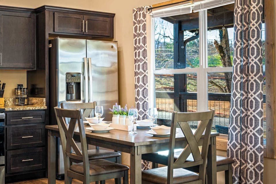 Cozy dining table for four—perfect for breakfast or board games