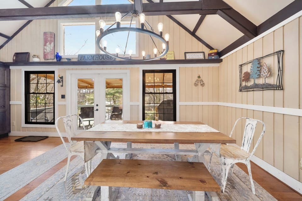 Farm-Style Dining Table with Bench Seating