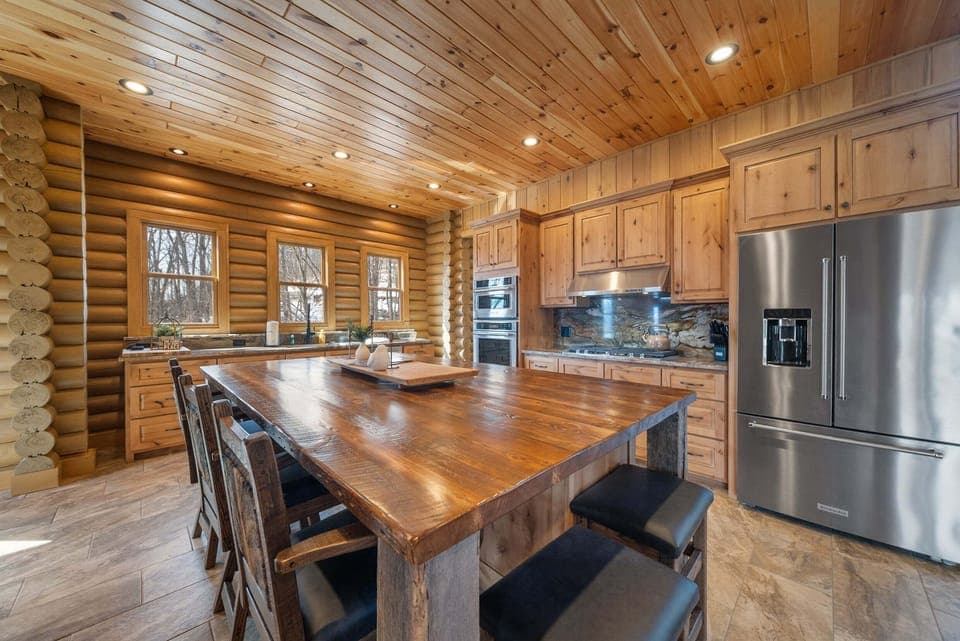 Adjacent Kitchen Seating at the Custom Wood Island