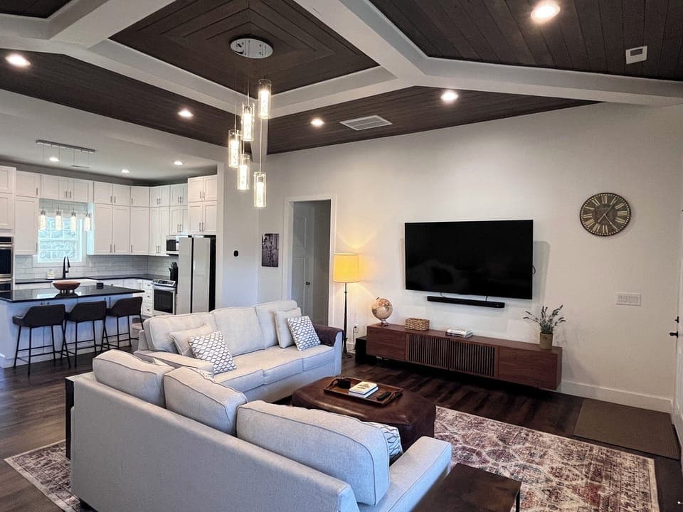 Bright open living space with 11 foot ceilings 