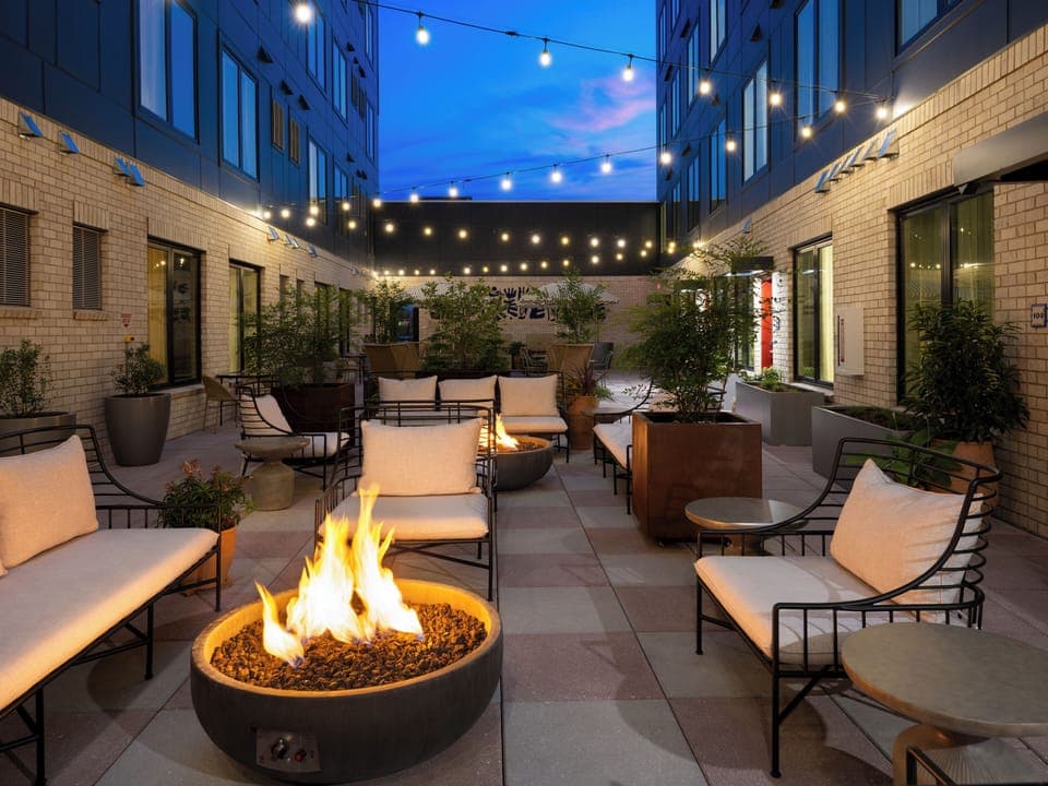 Fire pit area with seating.