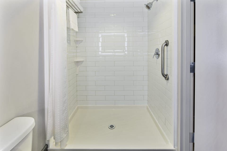 Suite, 1 King Bed, Accessible (Communications) | Bathroom | Hair dryer, towels, soap, shampoo