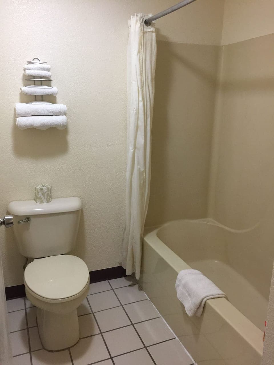 Towels, soap, shampoo, toilet paper