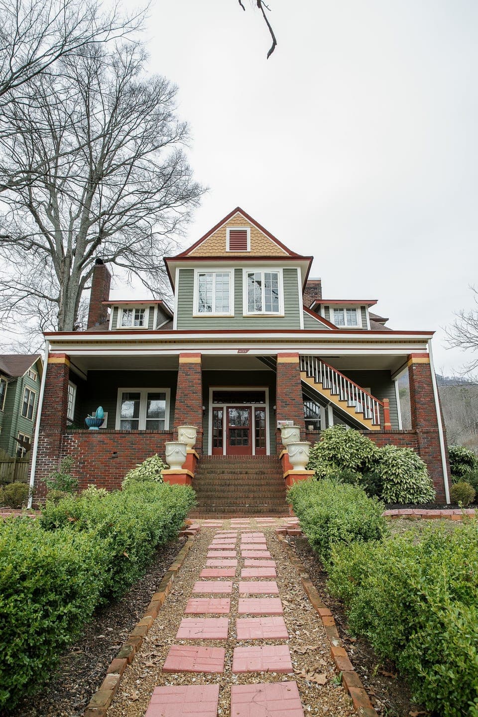 Front steps of the Historic Bear House. Workman Wing located on the 2nd level.