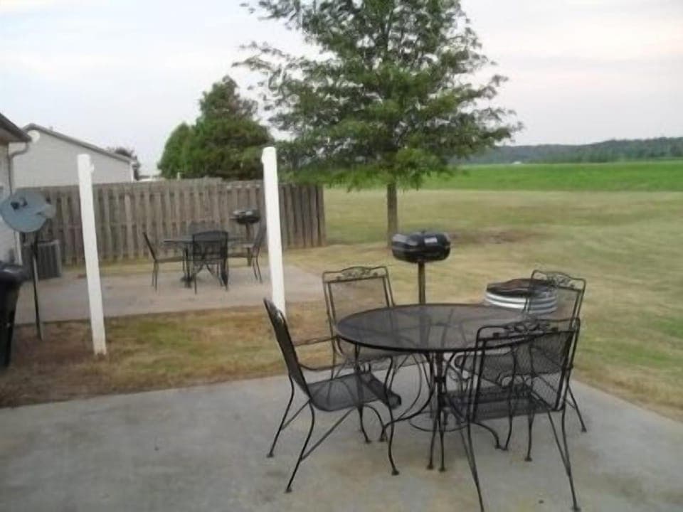 Patio with  charcoal Grill and firepit