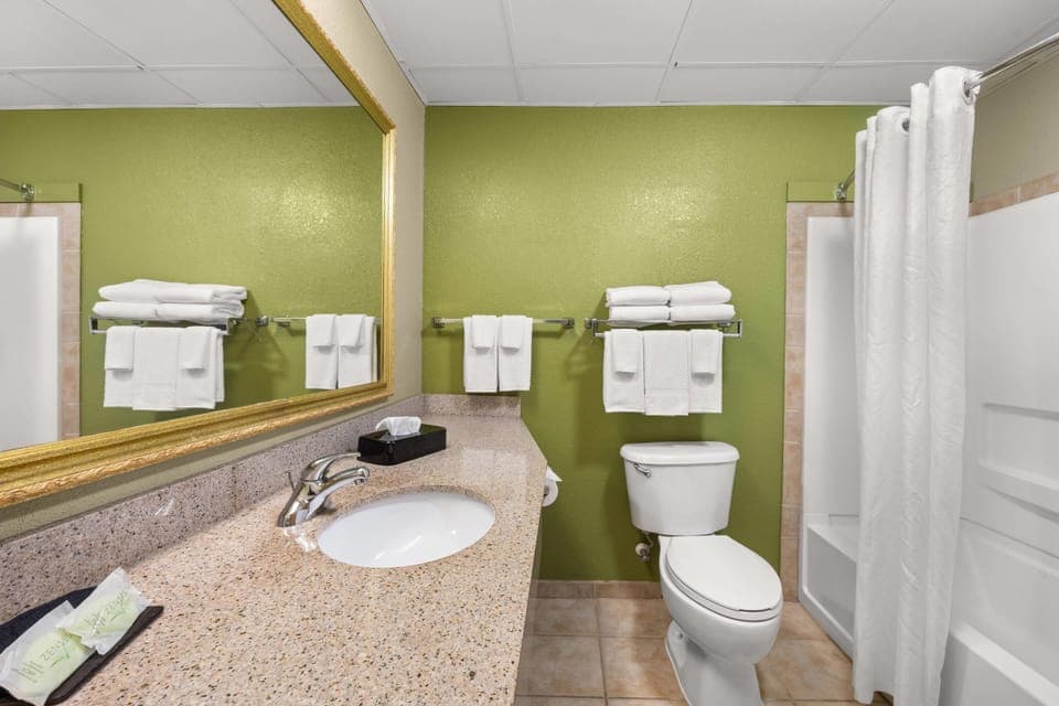 Standard Double Room, 2 Double Beds | Bathroom | Free toiletries, hair dryer, towels