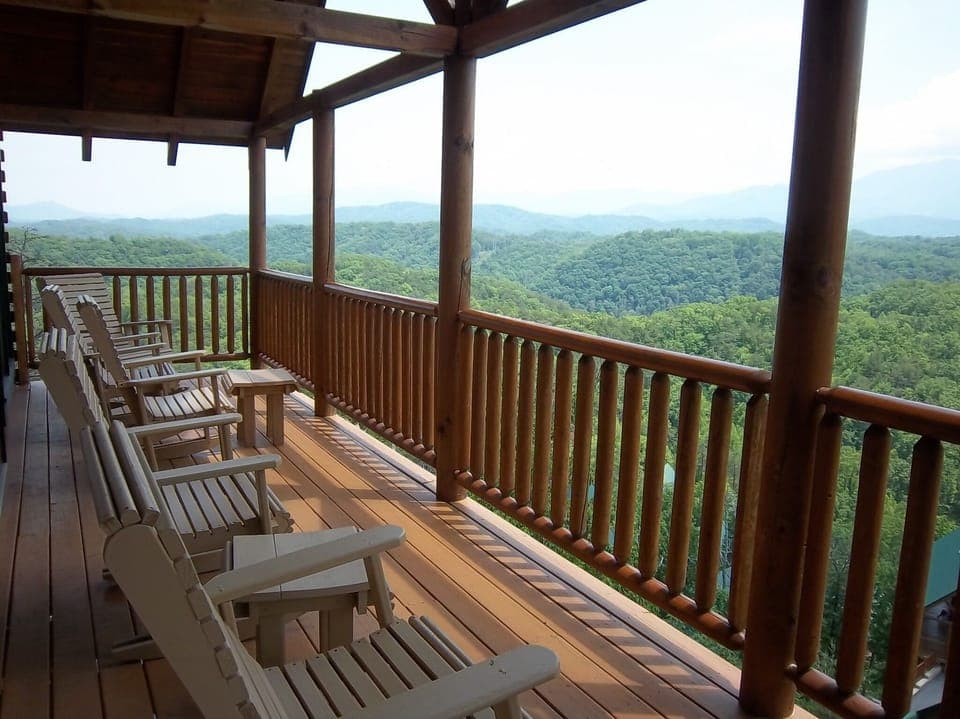 Amazing Views from Main Deck off Living room. Deck looks directly at Smoky Mountain National Park and Mt. LeConte