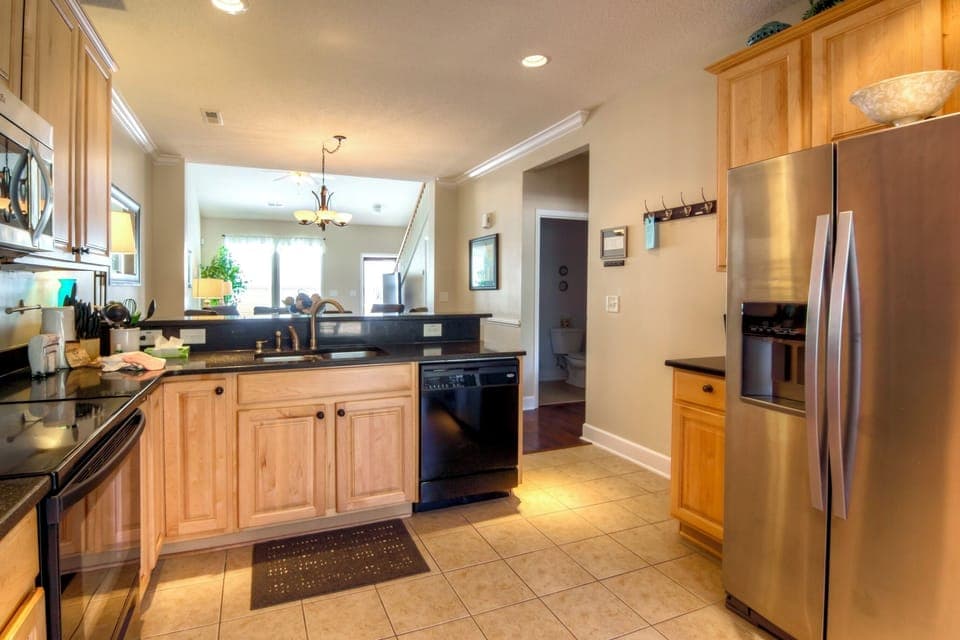 Kitchen with granite countertops