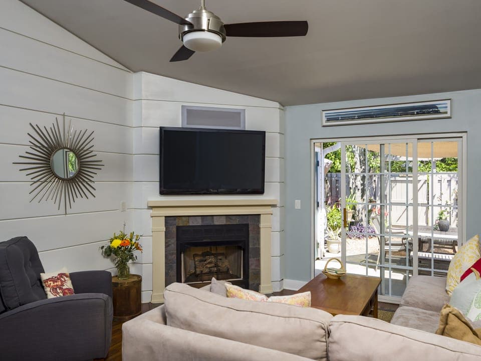Living Room with gas fireplace.