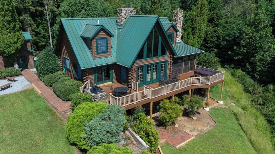 Back deck of The Escape with Hot Tub, Grille with an excellent mountain view 
