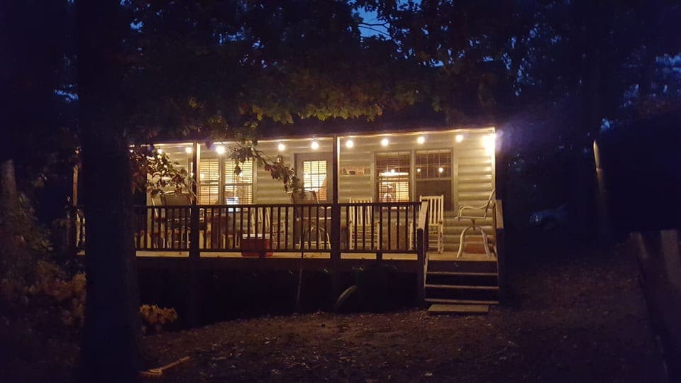 Lighted front deck for your evening enjoyment.