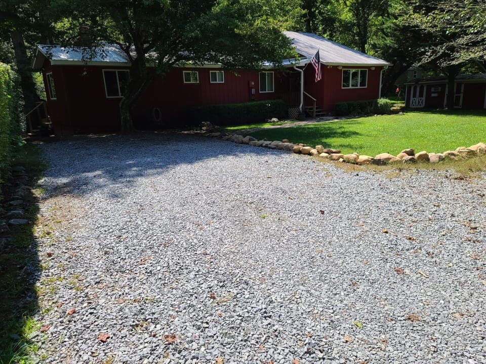 Front yard driveway and parking area.