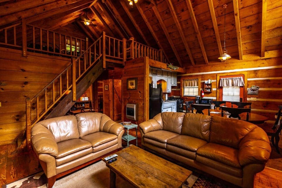 Living room with smart tv and gas fireplace