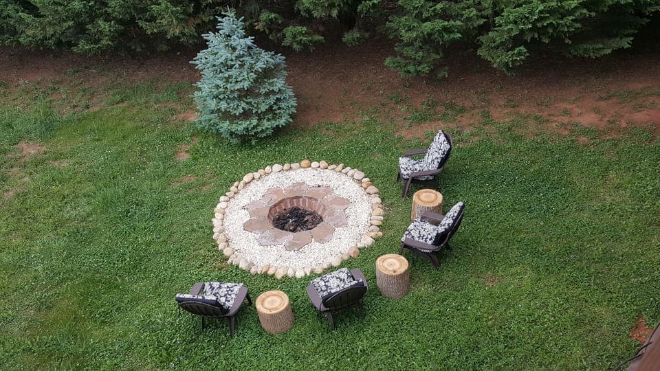 the firepit as seen from the upper deck