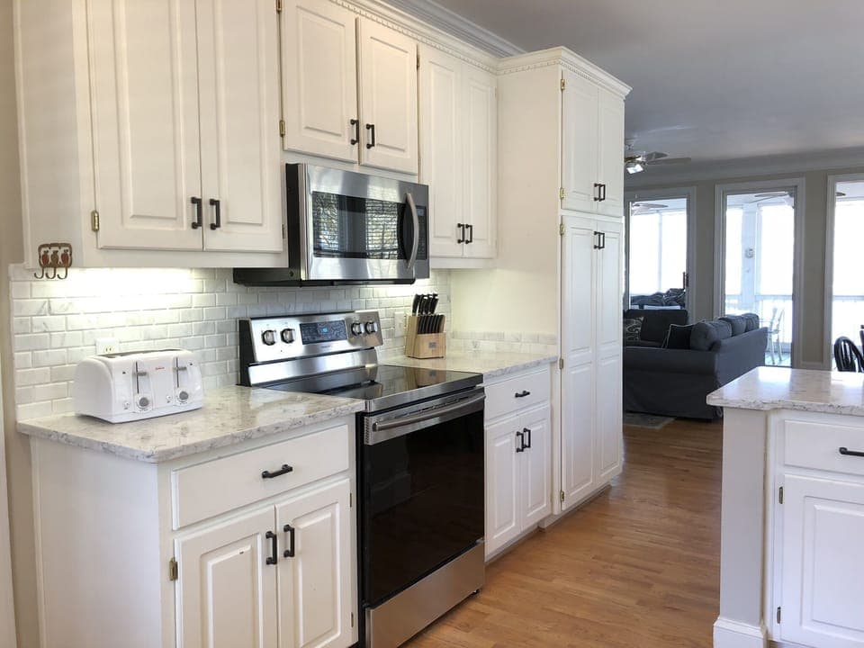 Updated counters, back splash and appliances