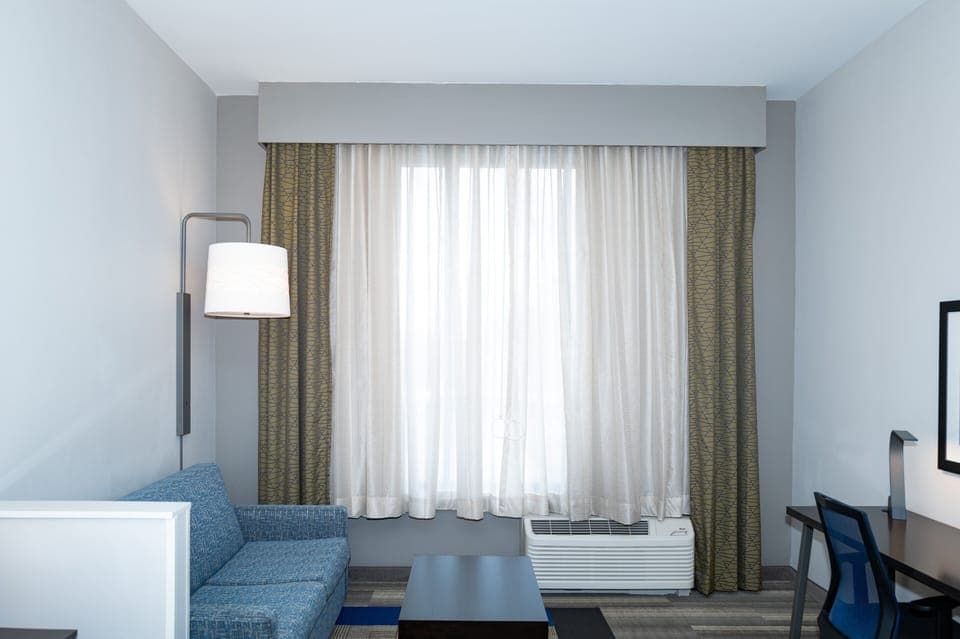In-room safe, desk, laptop workspace, blackout drapes
