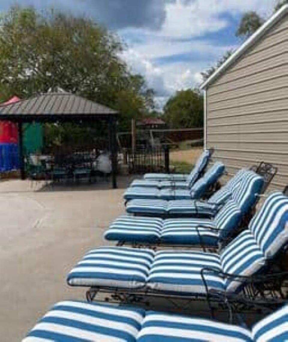 Relaxing by the pool