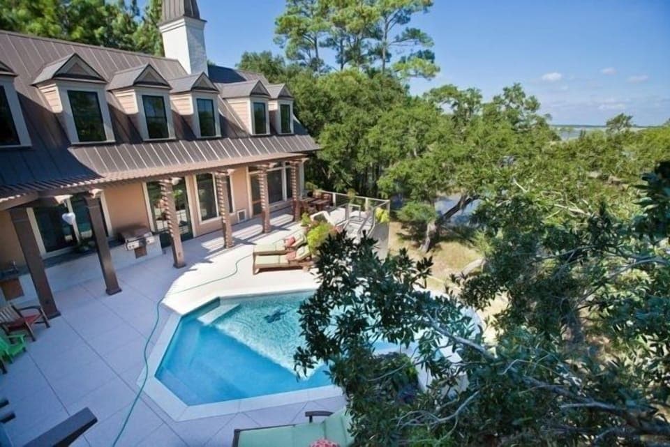 View of Pool from upstairs Master Bedroom