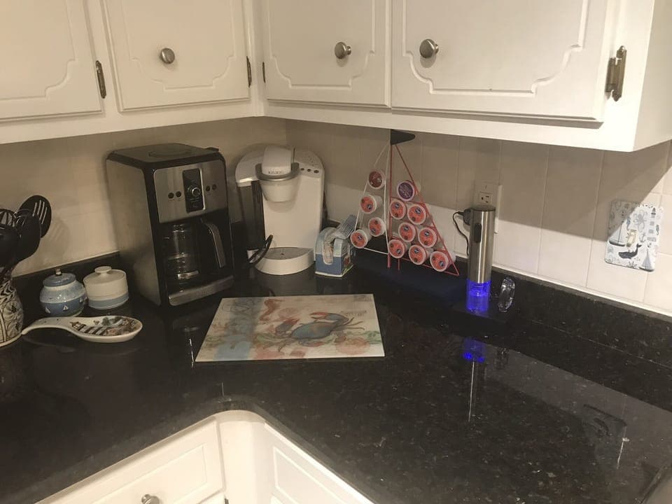 Keurig coffee cups are complimentary. Help yourself.