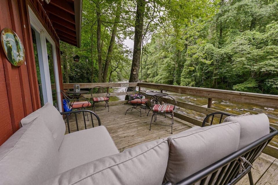 Back deck overhanging the Chattahoochee River