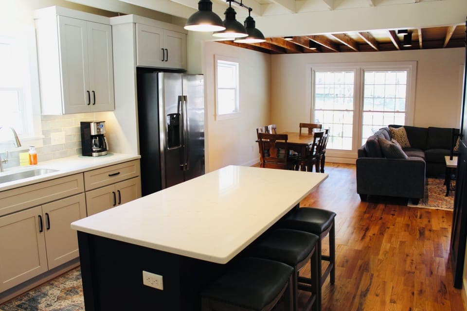 New kitchen and island and hardwood floors in March 2026!