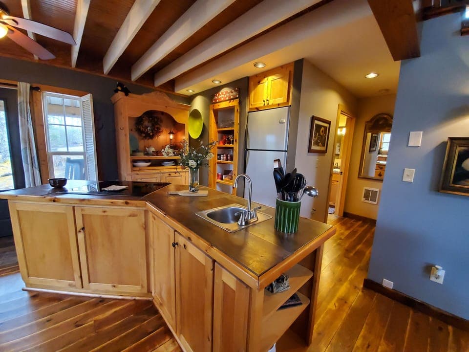 kitchen Island with oven and sink.