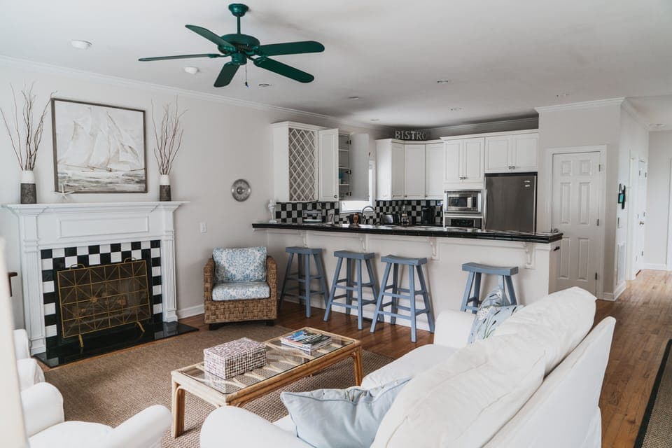 Living room and kitchen
