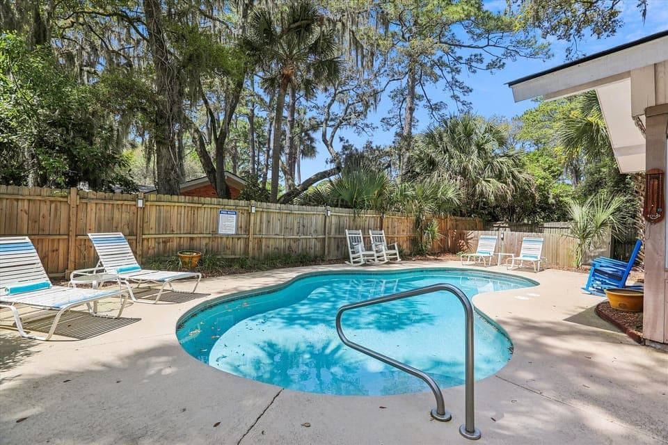 Fully Fenced Pool Area at 2 Cassina Lane