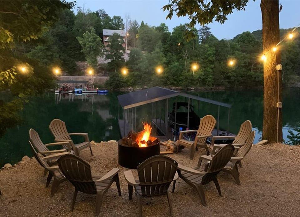 Fire pit just above dock steps