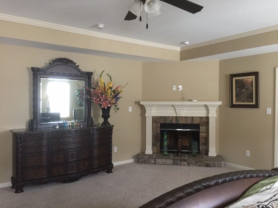 Master bedroom with fireplace