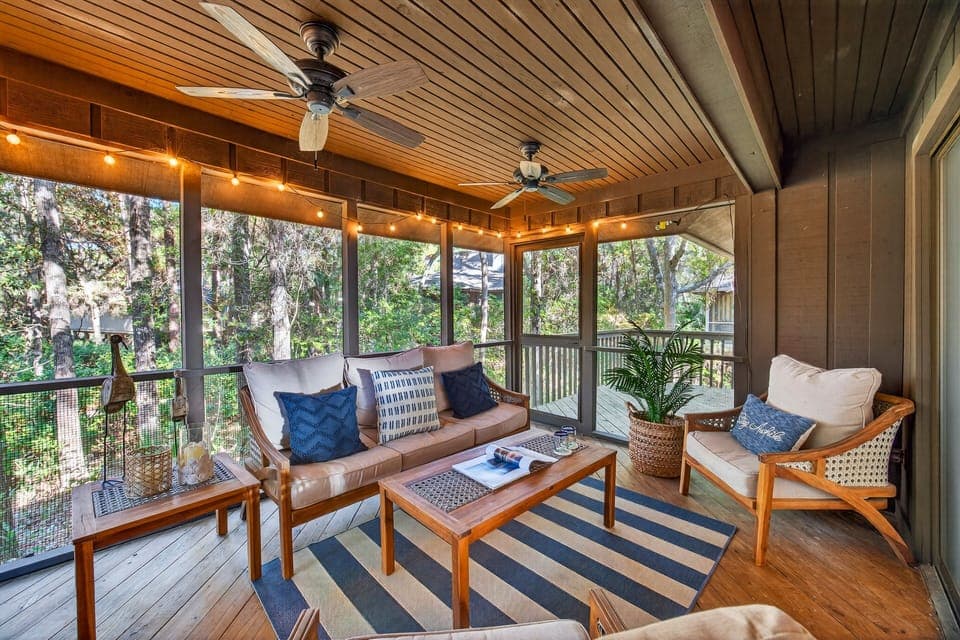Enjoy the screened in porch at 80 Inlet Cove!