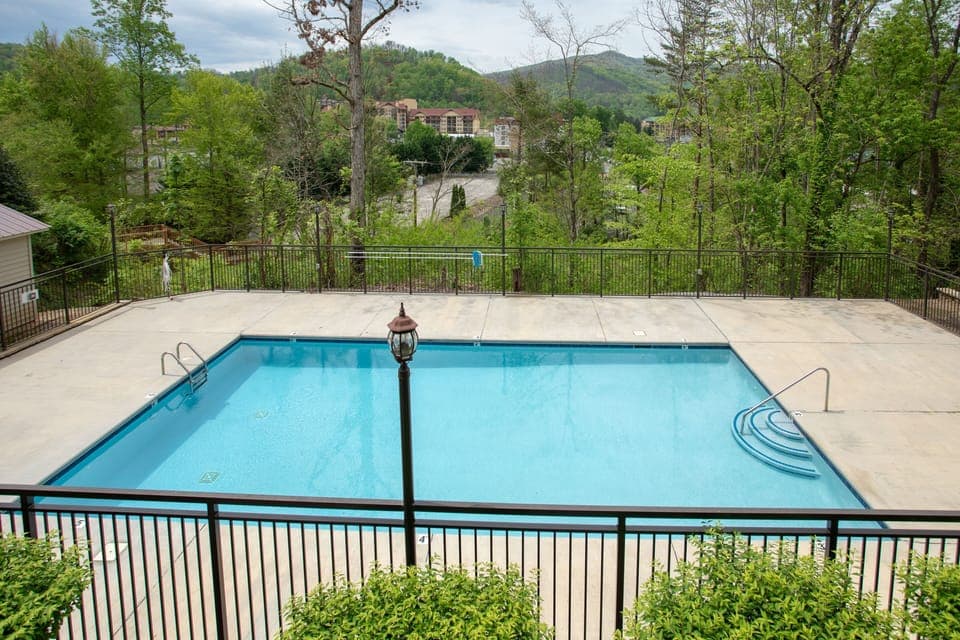 View from deck off living room and master Chairs are placed in summer!