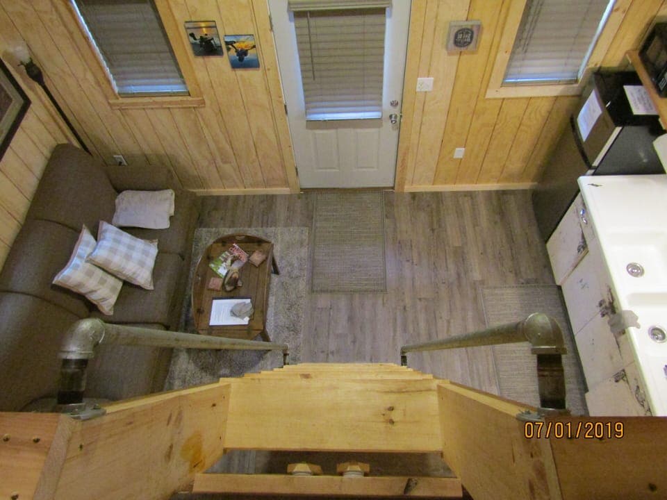 View looking down from loft area.