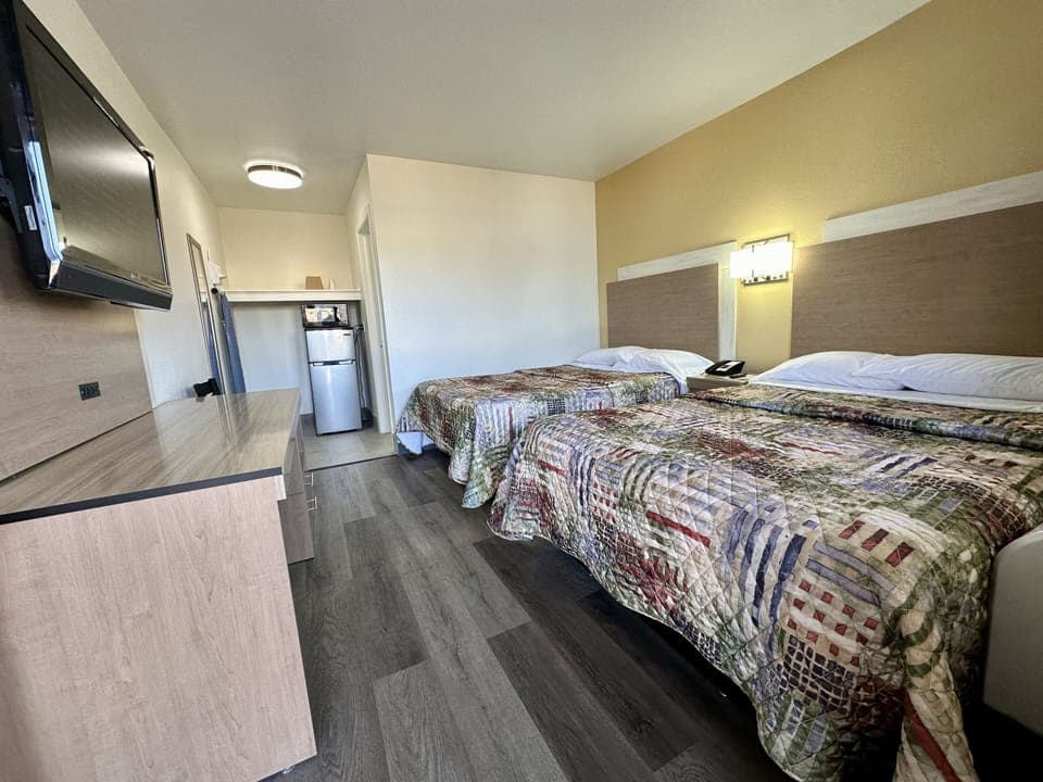 Standard Double Room, 2 Double Beds | Desk, blackout drapes, iron/ironing board, free WiFi