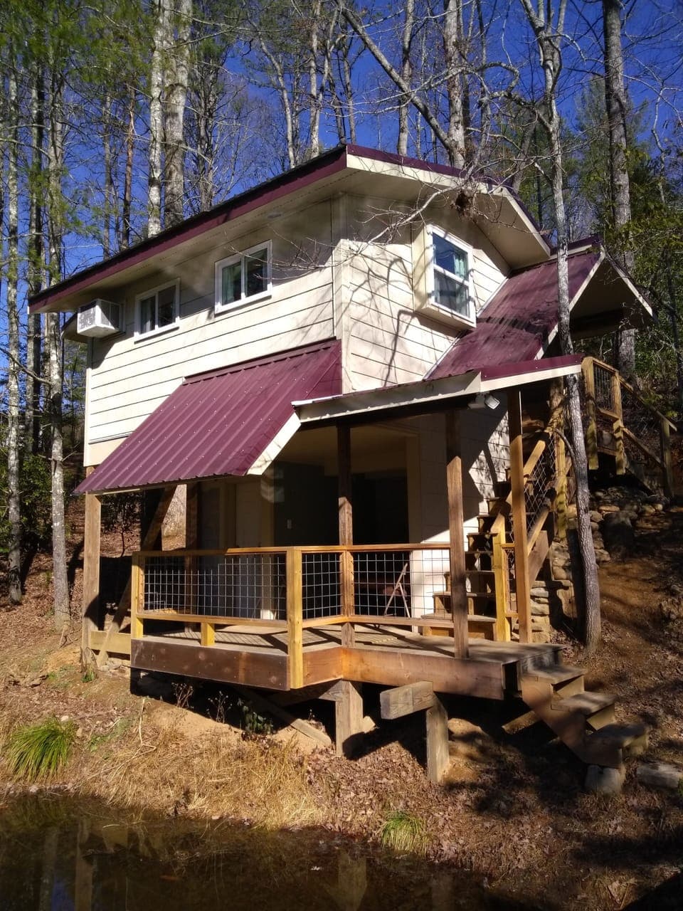 next to pond