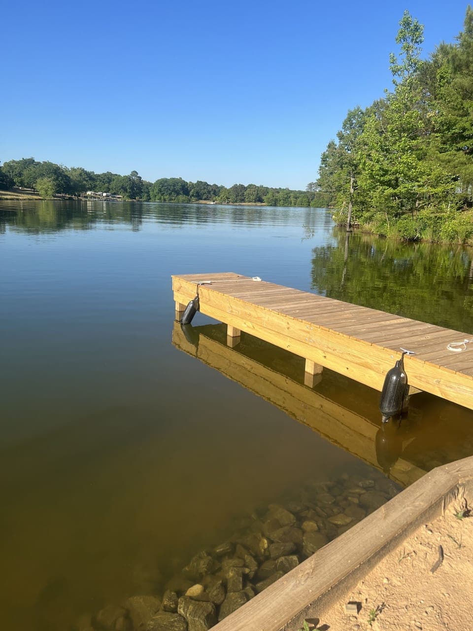 Additional fixed dock with a ladder at the end for swimming