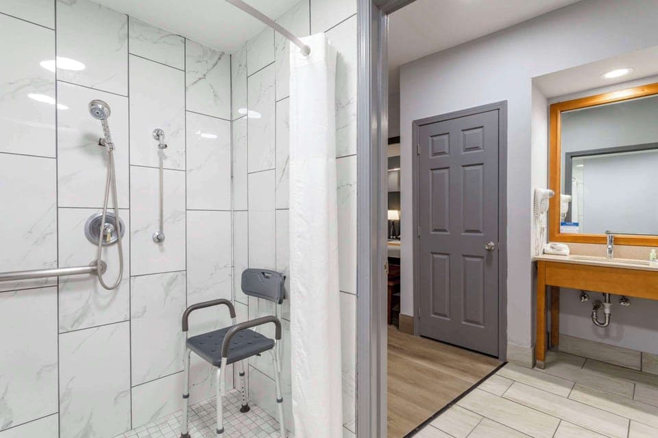 Room, 2 Double Beds, Accessible, Non Smoking (Roll-In Shower) | Pillowtop beds, desk, iron/ironing board, free WiFi
