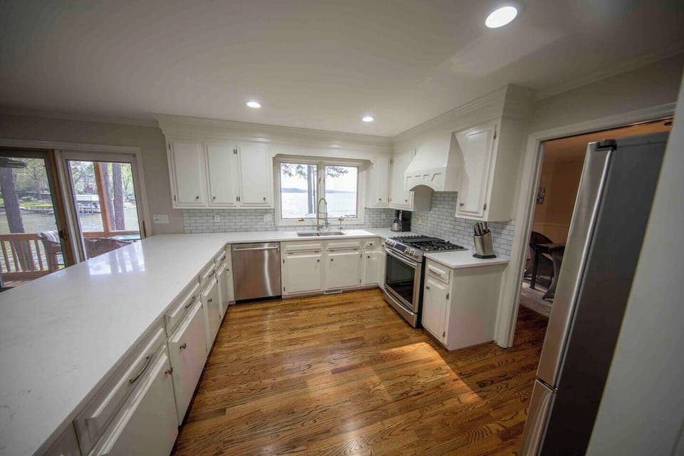 Stainless and granite kitchen.