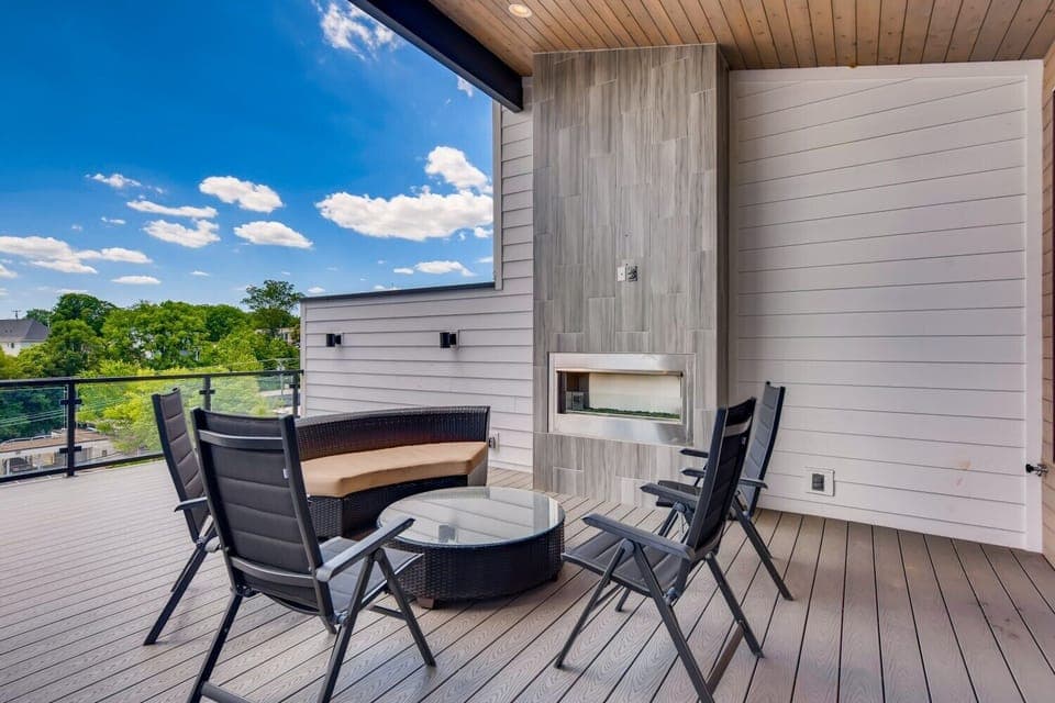Balcony Fire Place and Living Space