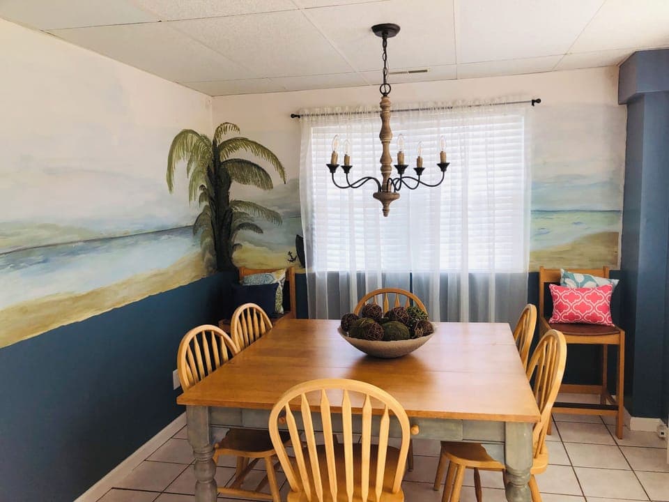 Great dining area great for dining or a good game night.