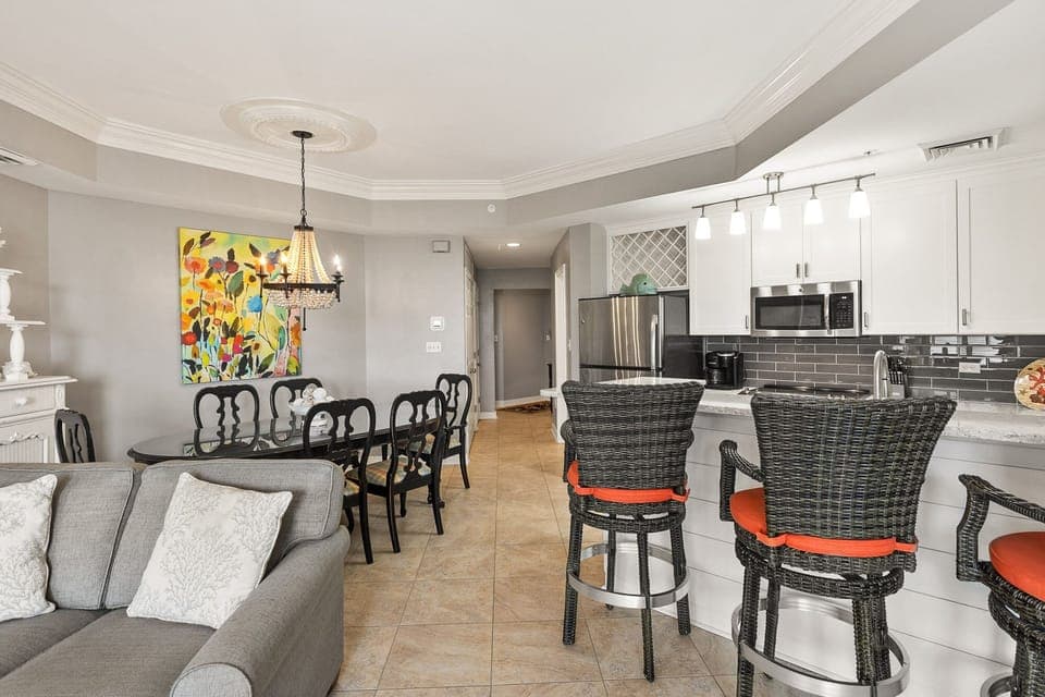 Living Area to Dining to Kitchen