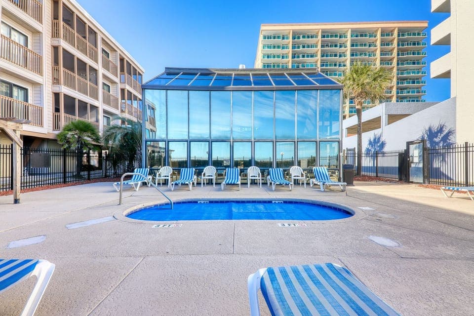 Soak in the hot tub after a full day of golf.