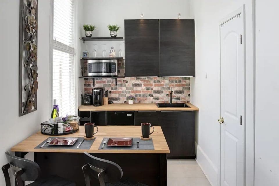 Kitchenette with cooking essentials