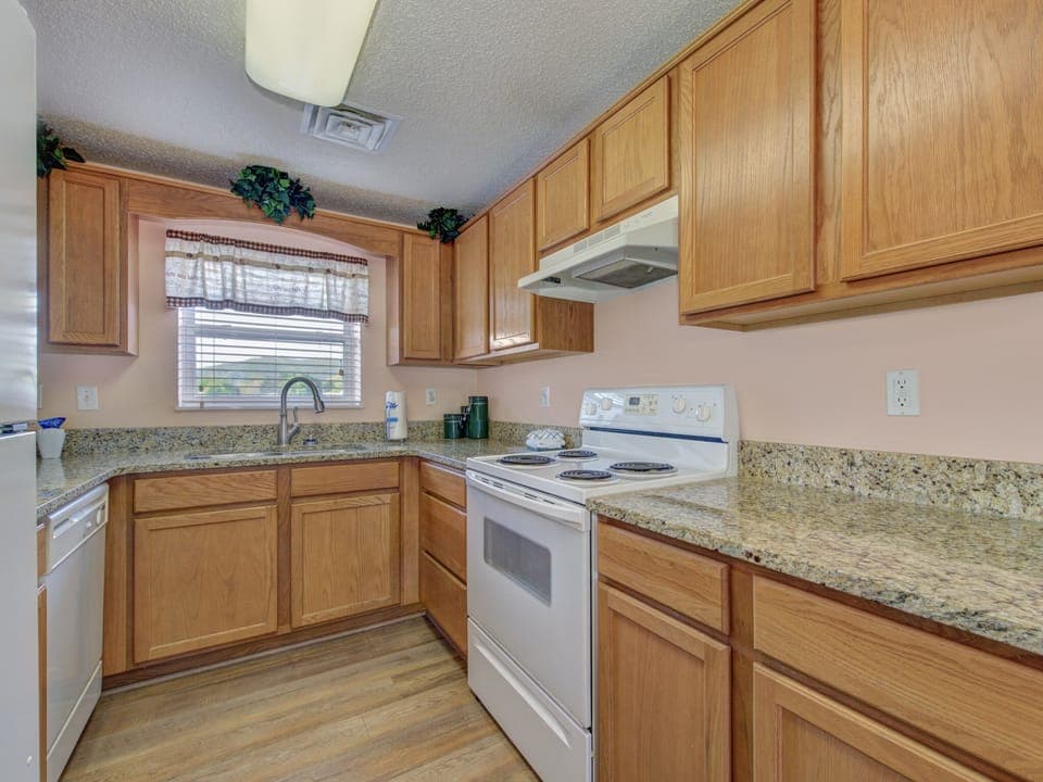 Just Add Food - The pretty gourmet kitchen has everything you need for meal prep…stock up on food supplies and you’re all set!