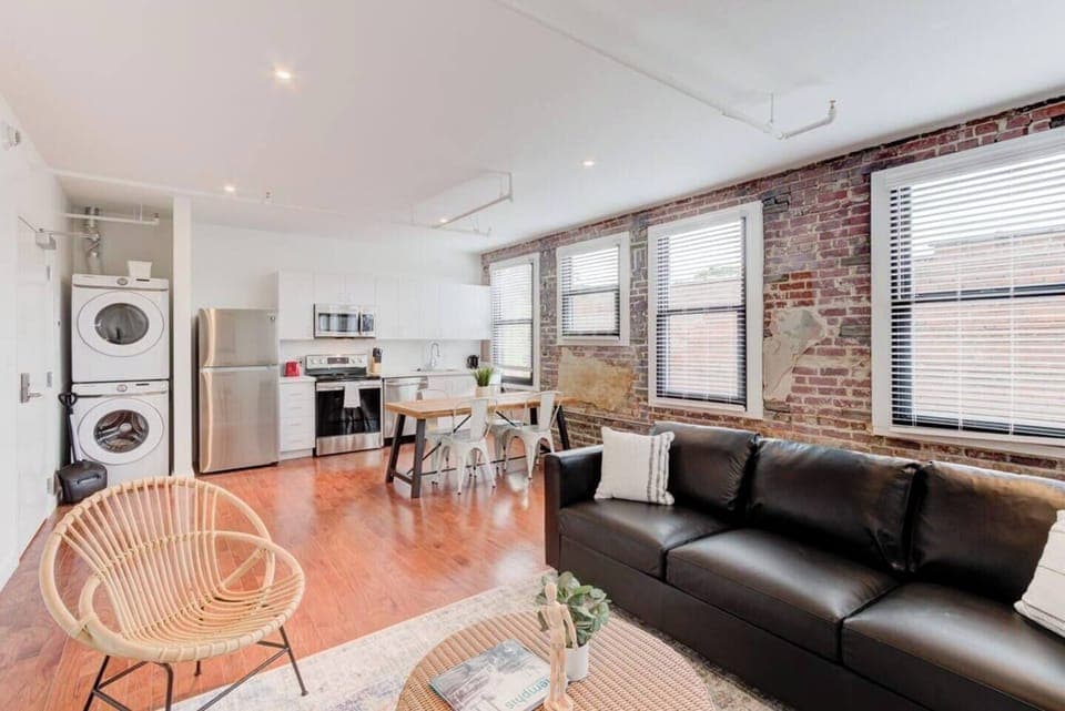 If you`re staying a little longer or traveling a lot and need some fresh laundry, you will have a full-size washer and dryer inside the apartment. You`ll also have an ideal size refrigerator for storing cold beverages and takeout or leftover food.