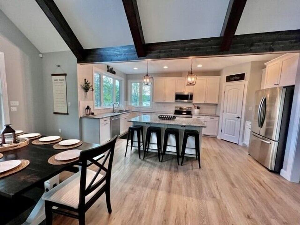 Fully stocked Kitchen with all the amenities. Extra refrigerator/freezer in laundry room.