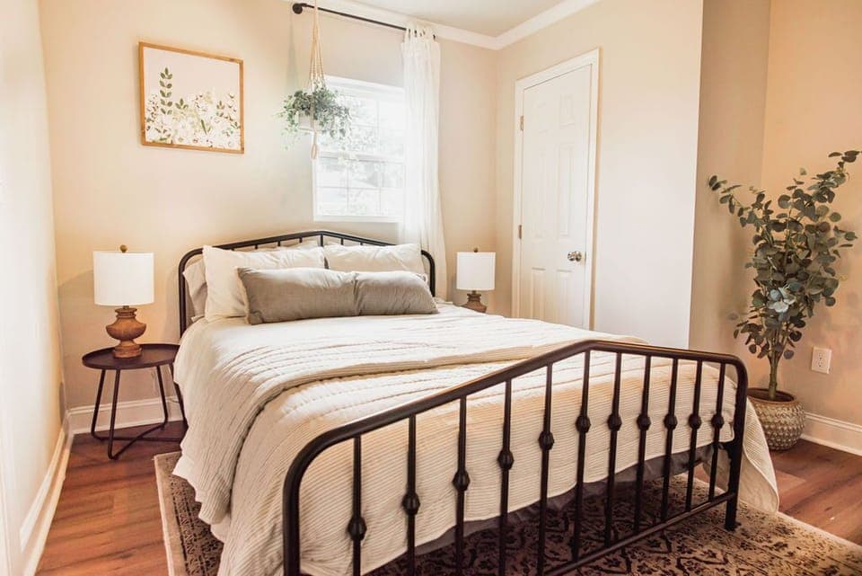 Master bedroom with queen bed. 